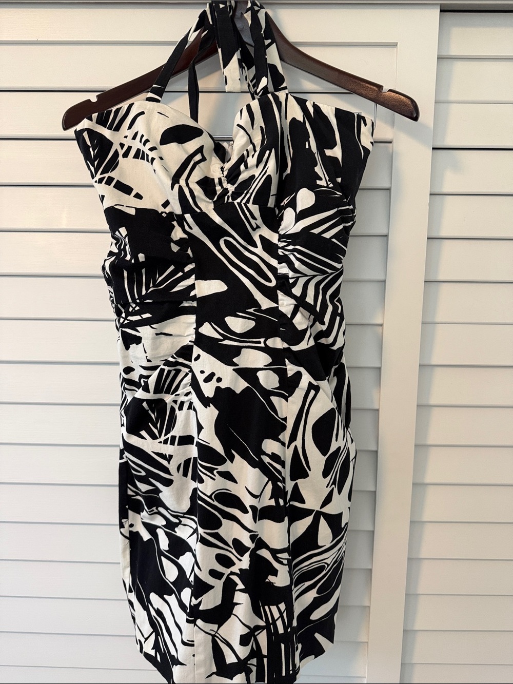 Cache Halter Black & White Abstract Dress
